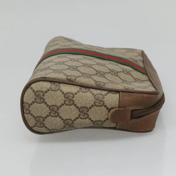 GUCCI GG Supreme Web Sherry Line Bag PVC Beige Brown - Picture 4 of 16